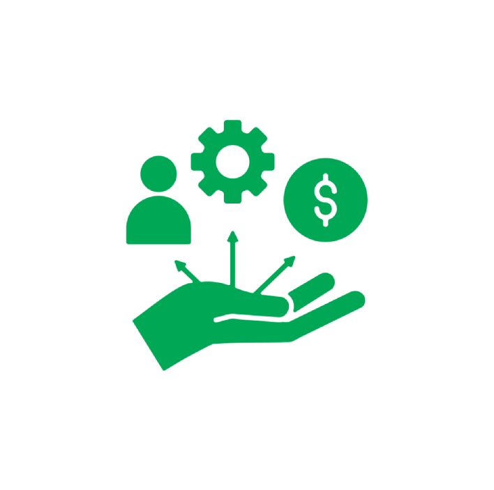 Hand with management icons